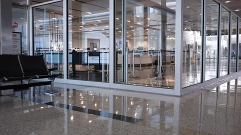 Closed security checkpoint at IAH Stock Footage 129294344