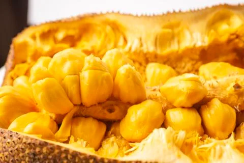 Closed up shot of opened jackfruit or locally known as cempedak/chempedak Stock Photos