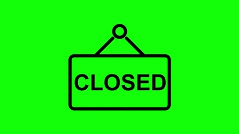 Closed sign board animation with black outline on green screen for video project Stock Footage 330534161