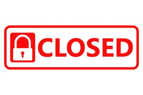 Closed Sign Closed Lock Icon Vector Stock Illustration