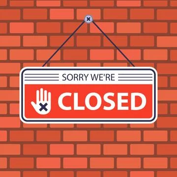Closed sign hanging on the wall. Stock Illustration