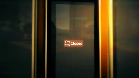 Closed Sign on Shop Restaurant Entrance 3 Stock Footage