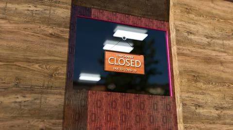 Closed Sign on Shop Window. Store sign. Close-up on a closed sign in the window Ilustración de archivo