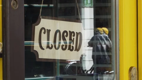 CLOSED sign on store door Stock Footage 126417959