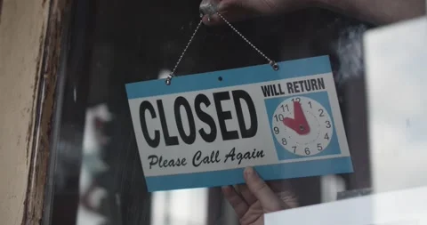 Closed sign for a store or establishment Stock Footage 146428473