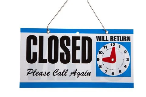 Closed sign on a white background Stock Photos