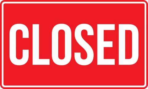 Closed sign. White on red background. Stock Illustration