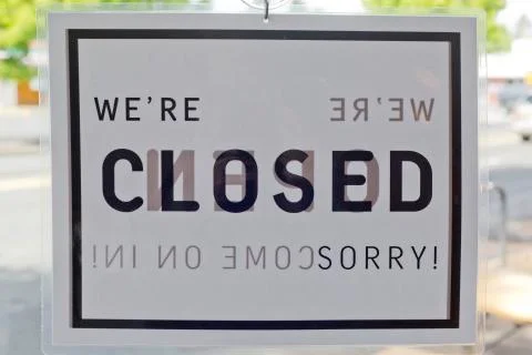 Closed Sign in window 스톡 사진