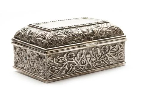 Closed silver coffer Stock Photos