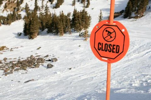 Closed to skiing sign Stock Photos