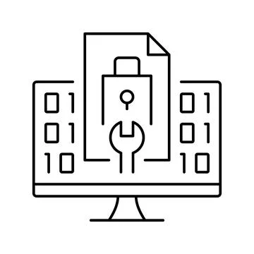 Closed source software line icon vector illustration Illustrazione stock