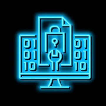 Closed source software neon glow icon illustration Stock Illustration