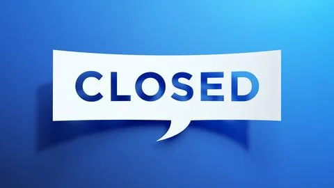 Closed - Speech Bubble. Minimalist Abstract Design. 3D Render. Stock Illustration