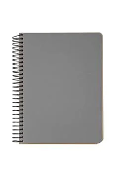 Closed spiral bound notepad with gray cover isolated on white background Stock Illustration