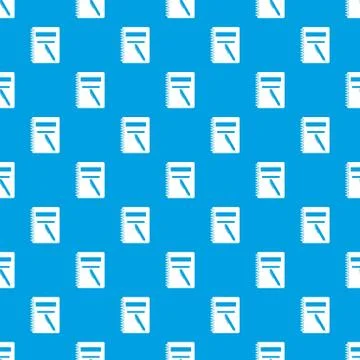 Closed spiral notebook and pen pattern seamless blue イラスト素材