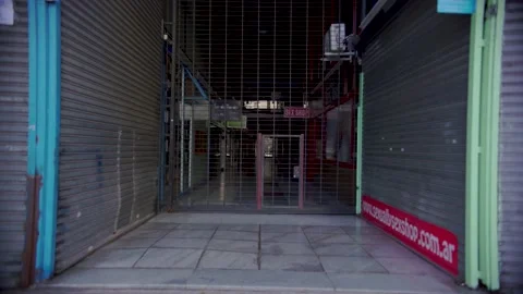 Closed stores in Buenos Aires during covid-19 Stock Footage 130217145