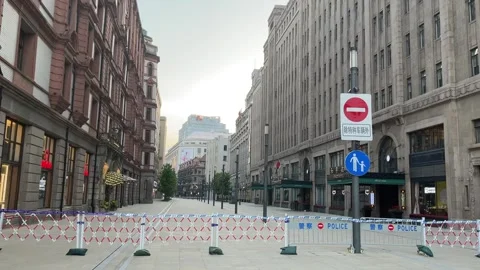 Closed streets in Shanghai under lockdown Stock Footage 197409299