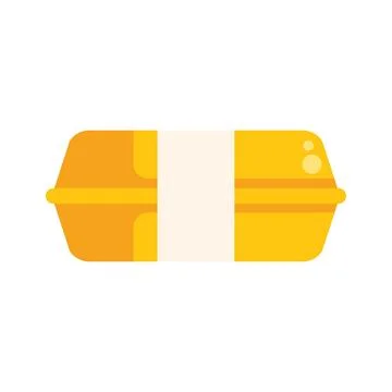 Closed styrofoam container holding food with blank label for branding Stock Illustration