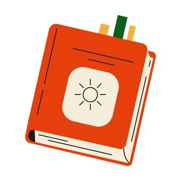 Closed textbook with bookmarks flat color vector object Stock Illustration