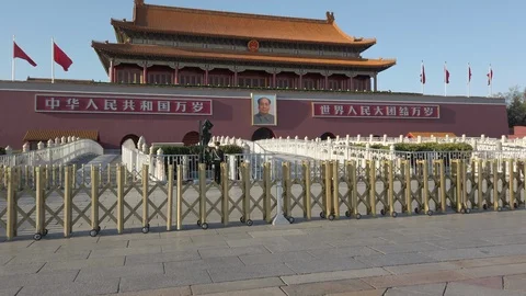 The Closed Tiananmen Gate during COVID-19 outbreak in Beijing Video stock 127642011