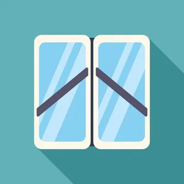 Closed train or bus doors with window reflecting light Stock Illustration