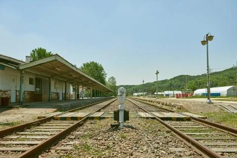 Closed train station, old train station in Korea. Stock-Fotos
