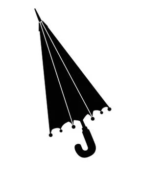 Closed umbrella- cane - vector black silhouette for logo or pictogram. Stock Illustration