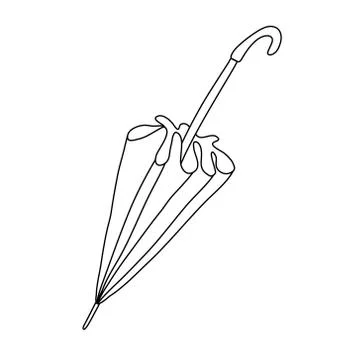 Closed umbrella in doodle style. Stock Illustration