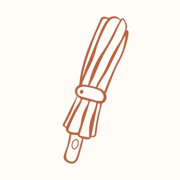 Closed umbrella icon. Simple line art style drawing of rainy weather accessory Stock Illustration