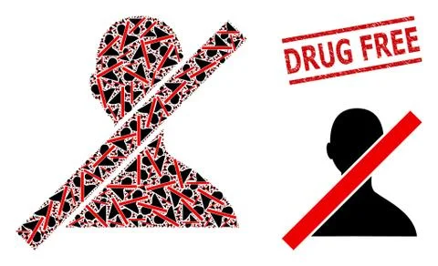 Closed User Mosaic of Closed User Items and Distress Drug Free Stamp Stock Illustration