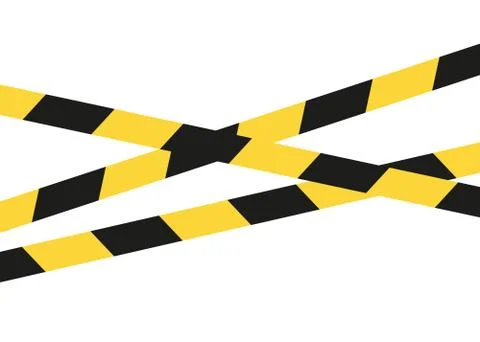 Closed warning cross striped black and yellow tapes. Prohibition, ban, closed Illustrazione stock