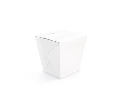 Closed white blank wok box mockup stand isolated Illustrazione stock