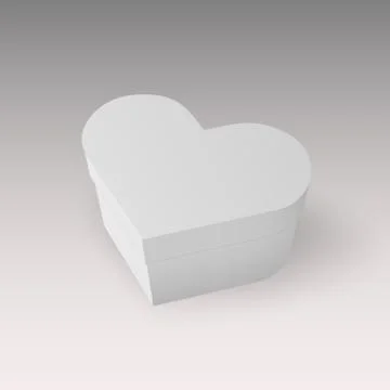 Closed white box in the shape of a heart, Realistic vector illustration Stock Illustration