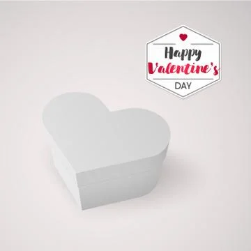 Closed white box in the shape of a heart, Present for St. Valentine's Day Stock Illustration