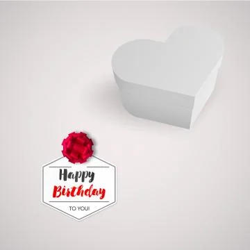 Closed white box in the shape of a heart, Birthday gift. Stock Illustration