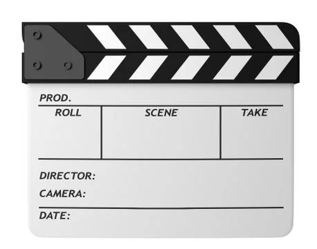 Closed white clapper board isolated on white Stock Illustration