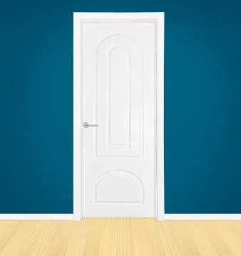 Closed white door Stock Photos