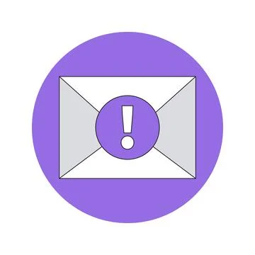 Closed white postal envelope on round purple seal Stock Illustration