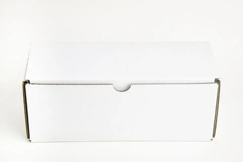 Closed White Rectangular Cardboard Packaging Box Stock Photos