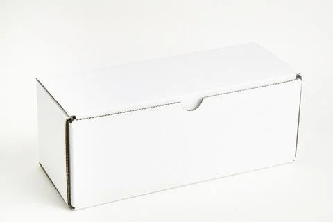 Closed White Rectangular Cardboard Packaging Box Stock Photos