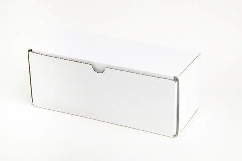 Closed White Rectangular Cardboard Packaging Box Foto stock