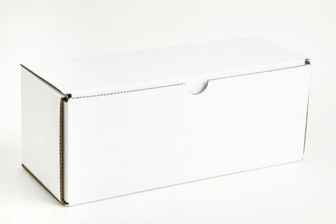 Closed White Rectangular Cardboard Packaging Box Stock Photos