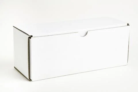 Closed White Rectangular Cardboard Packaging Box Stock Photos