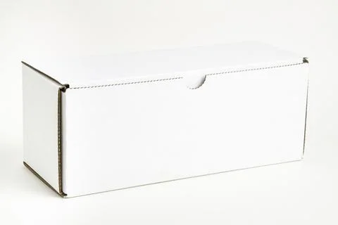 Closed White Rectangular Cardboard Packaging Box Foto stock