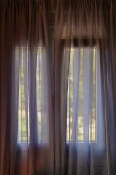 Closed window curtain Stock Photos