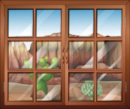A closed window at the desert Stock Illustration