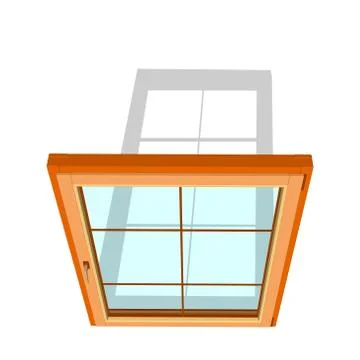Closed window. Isolated on white background. 3d Vector illustration. Иллюстрация