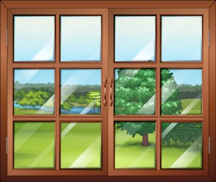 A closed window with light reflections Stock Illustration