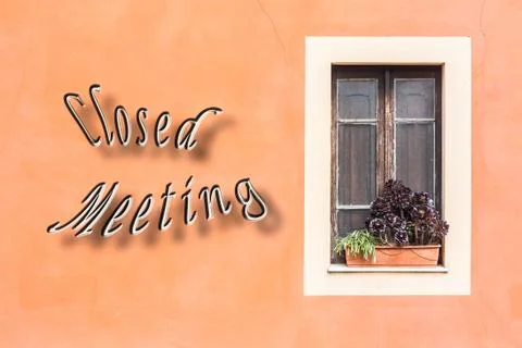 Closed window with planter Stock Photos