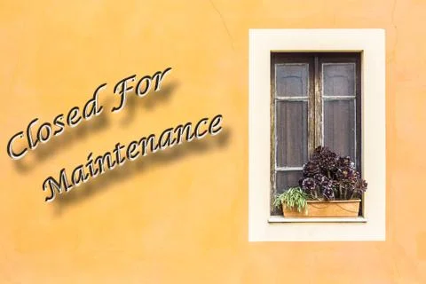 Closed window with planter Stock Photos